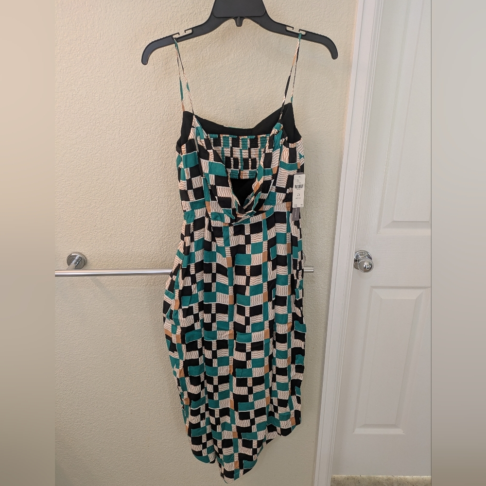 NWT - Anthropologie Asymmetrical Dress in Teal and Black - Picture 2 of 11